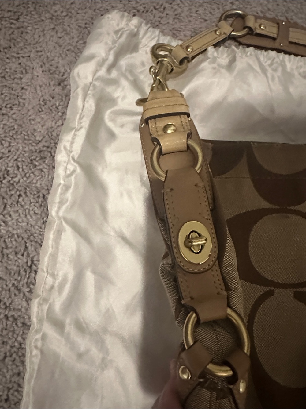 Coach Signature Canvas Shoulder Bag in Brown/Tan - Picture 5 of 9